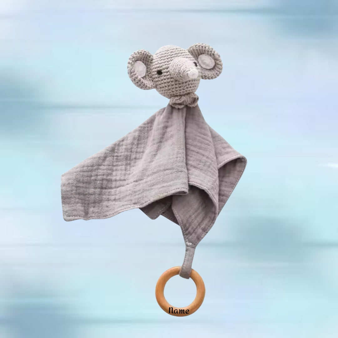 Baby Baumwoll-Musselinhandtuch mit Beißring – Kuschelweich & Praktisch