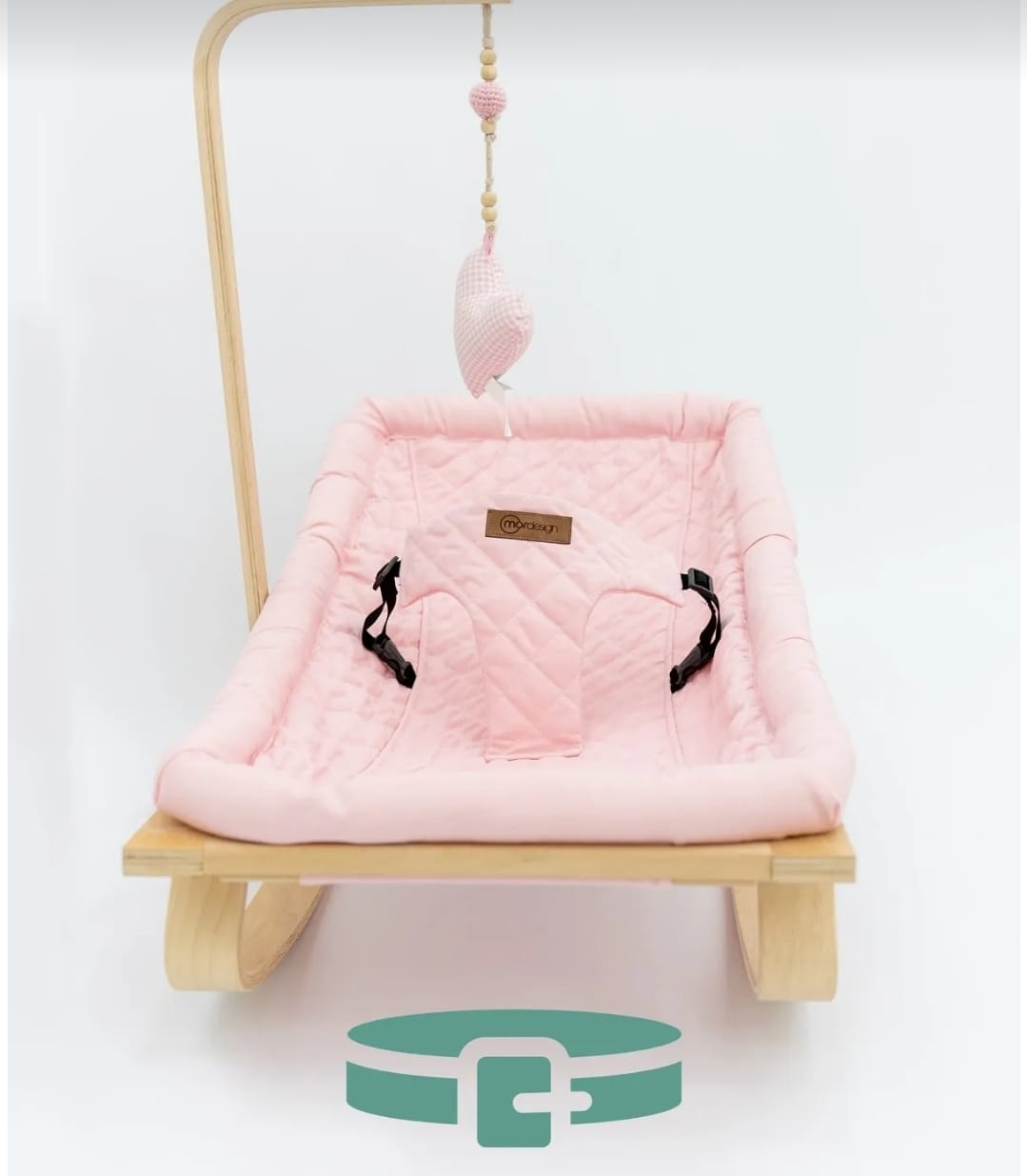 Babywippe in der Farbe pink, umweltfreundliche Babyschaukel, Babynest, Handmade Babywippe, Babywippe Set mit Spielzeuge, kuscheliges Nest für Baby
