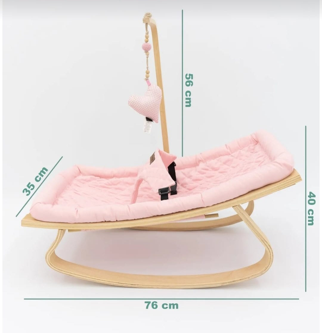 Babywippe in der Farbe pink, umweltfreundliche Babyschaukel, Babynest, Handmade Babywippe, Babywippe Set mit Spielzeuge, kuscheliges Nest für Baby
