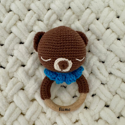 Babyrassel Tierwelt, personalisiert mit Gravur, Handmade