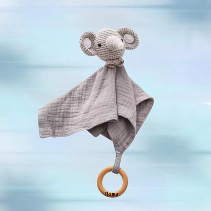 Baby Baumwoll-Musselinhandtuch mit Beißring – Kuschelweich & Praktisch