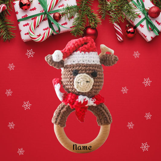 Personalisierte Weihnachtsbär-Rassel – Das perfekte Geschenk für Weihnachten